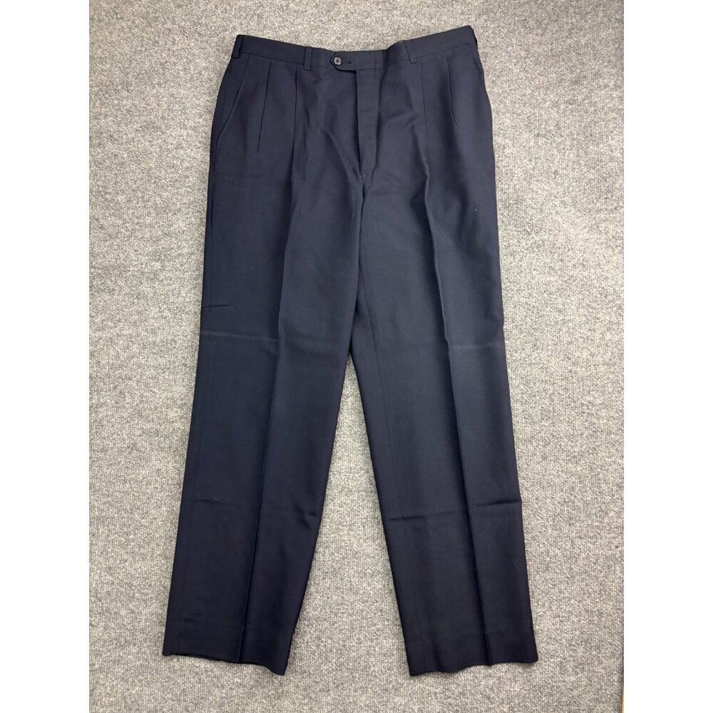 Austin Grey Dress Pants Mens 36x30 Navy Blue Pleated Straight Leg Trousers‎